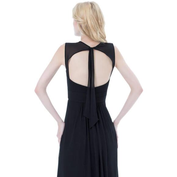 Bill Levkoff Pleated Sweetheart Halter Chiffon Bridesmaid Navy Dress, Size 10 - Picture 11 of 11